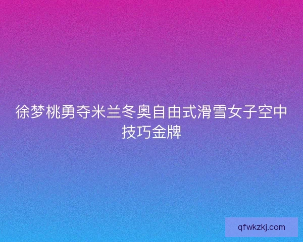 徐梦桃勇夺米兰冬奥自由式滑雪女子空中技巧金牌