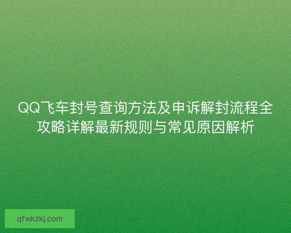 QQ飞车封号查询方法及申诉解封流程全攻略详解最新规则与常见原因解析