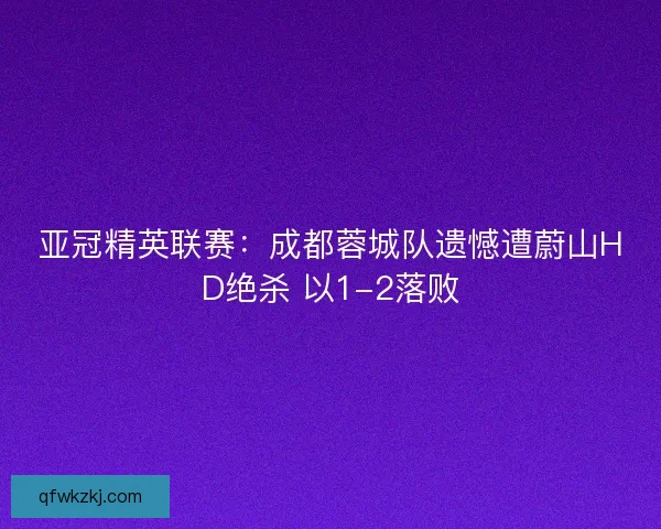 亚冠精英联赛：成都蓉城队遗憾遭蔚山HD绝杀 以1-2落败